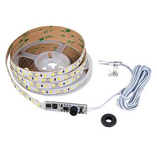Комплект LED-стрічка 2835 SMD 120LEDs/m,  900Lm/m,  4000K,  L=5m,  вимикач на рух руки,  провід L=2м,  12В