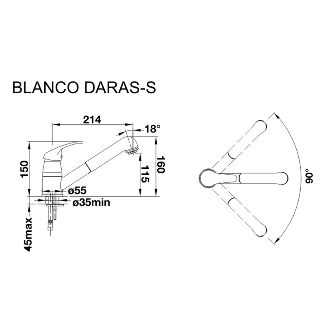 Смеситель DARAS-S черный (в/ш) BLANCO (526153) Смеситель DARAS-S черный (в/ш) BLANCO (526153)