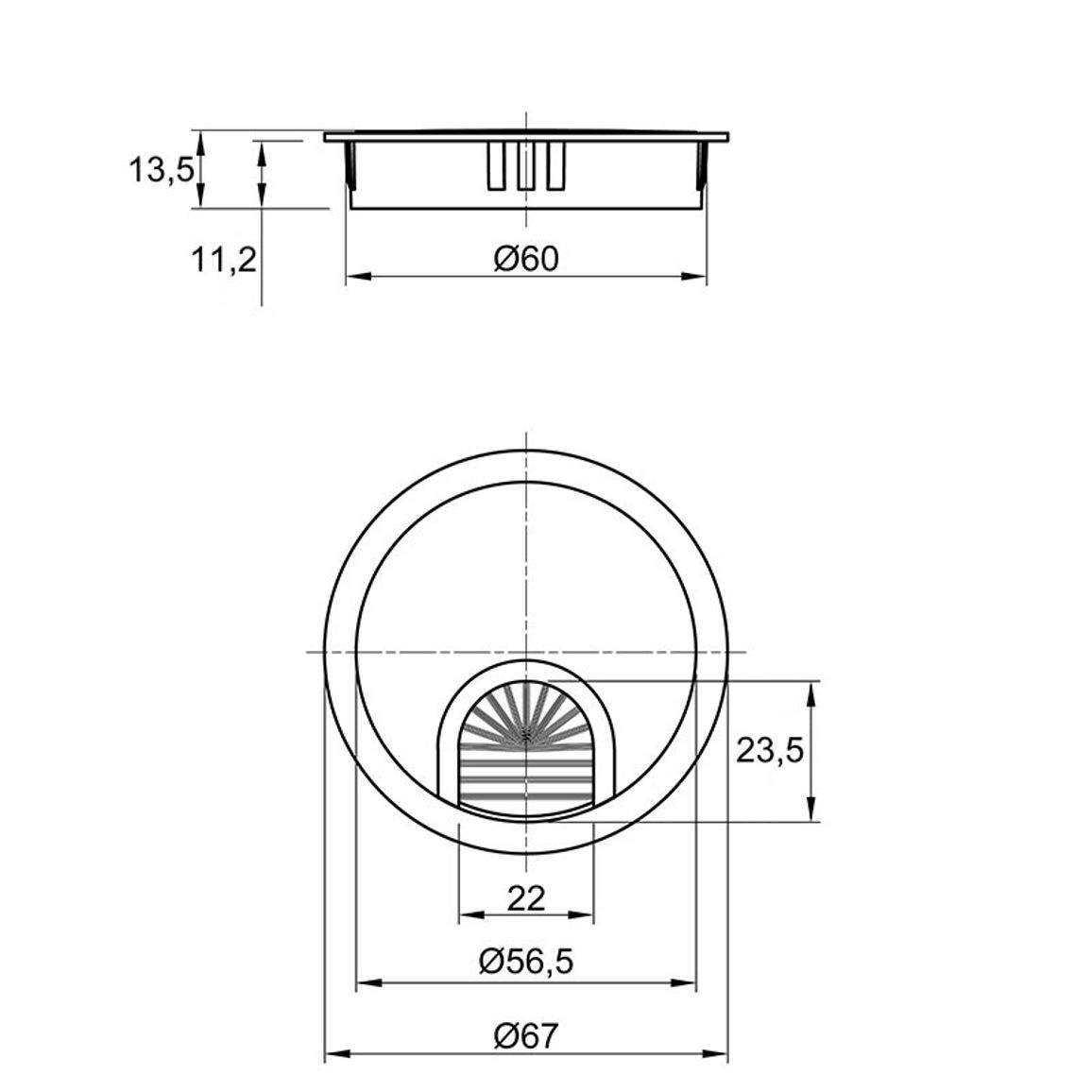 Заглушка для дротів Ø 60mm, метал, білий