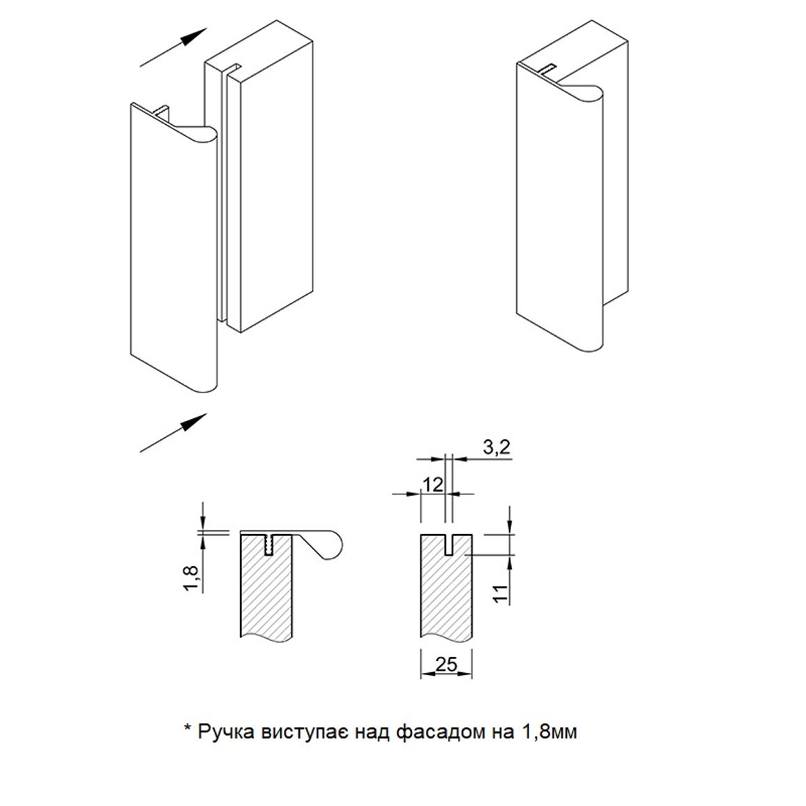 Ручка Cosma M 597 L=2900mm никель (м.п.) Ручка Cosma M 597 L=2900mm никель (м.п.)