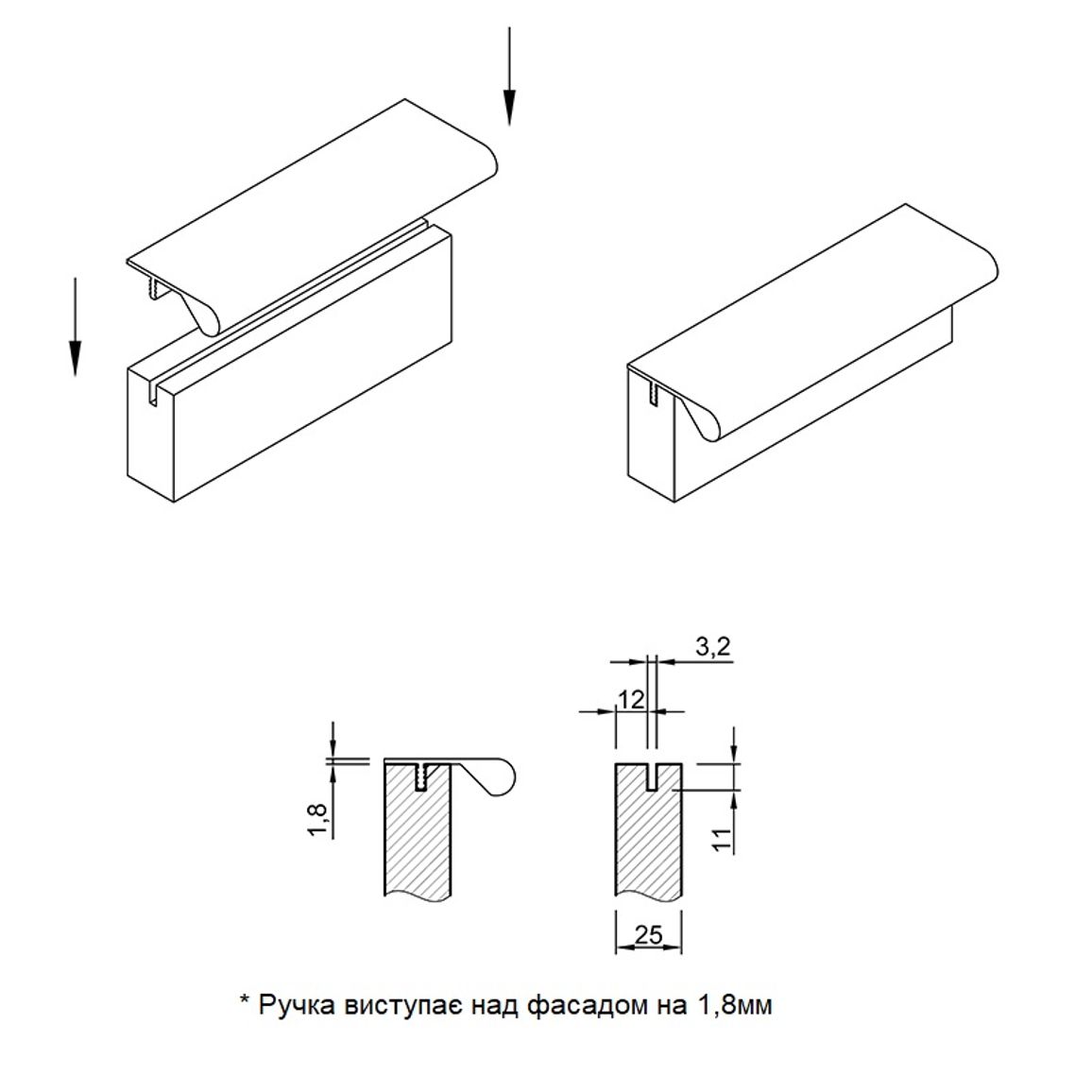 Ручка Cosma M 597 L=2900mm никель (м.п.) Ручка Cosma M 597 L=2900mm никель (м.п.)
