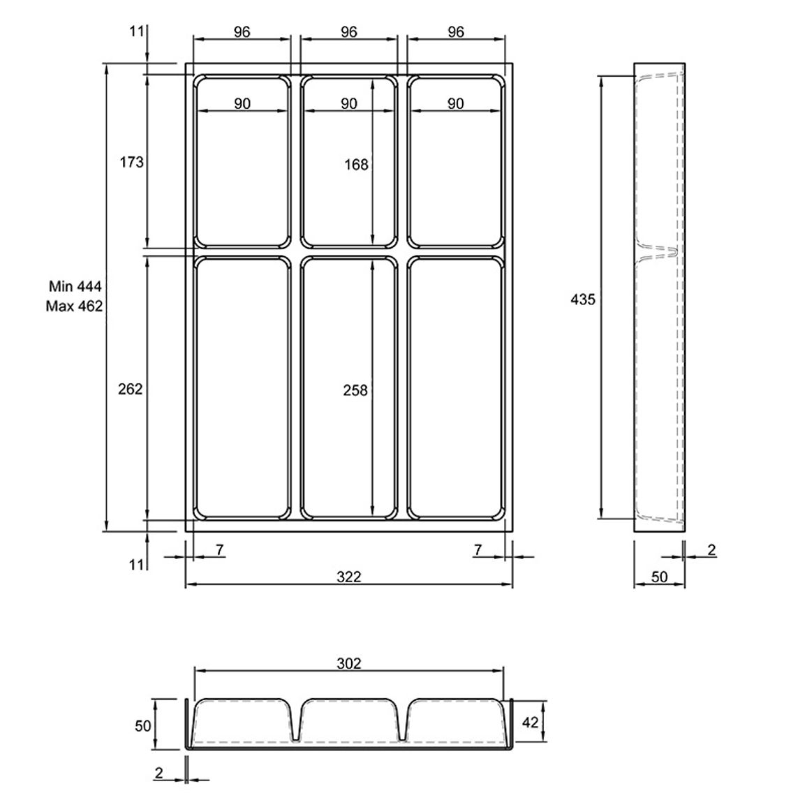 Организация OrgaTray 490 антрацит, пластик L=470мм (9207246) Hettich Организация OrgaTray 490 антрацит, пластик L=470мм (9207246) Hettich