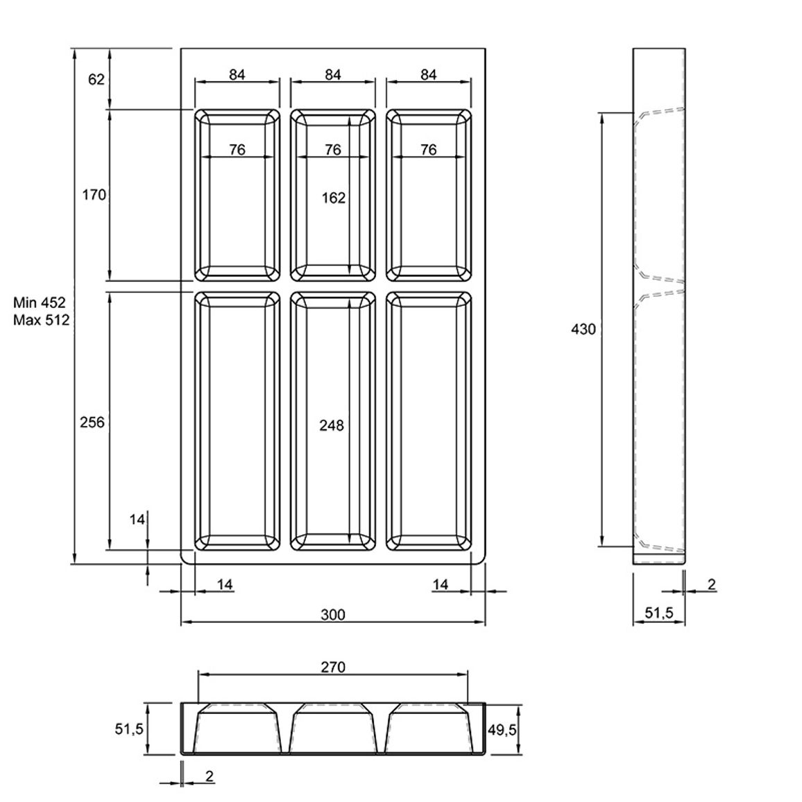 Организация OrgaTray 490 антрацит, пластик L=520мм (9207247) Hettich Организация OrgaTray 490 антрацит, пластик L=520мм (9207247) Hettich