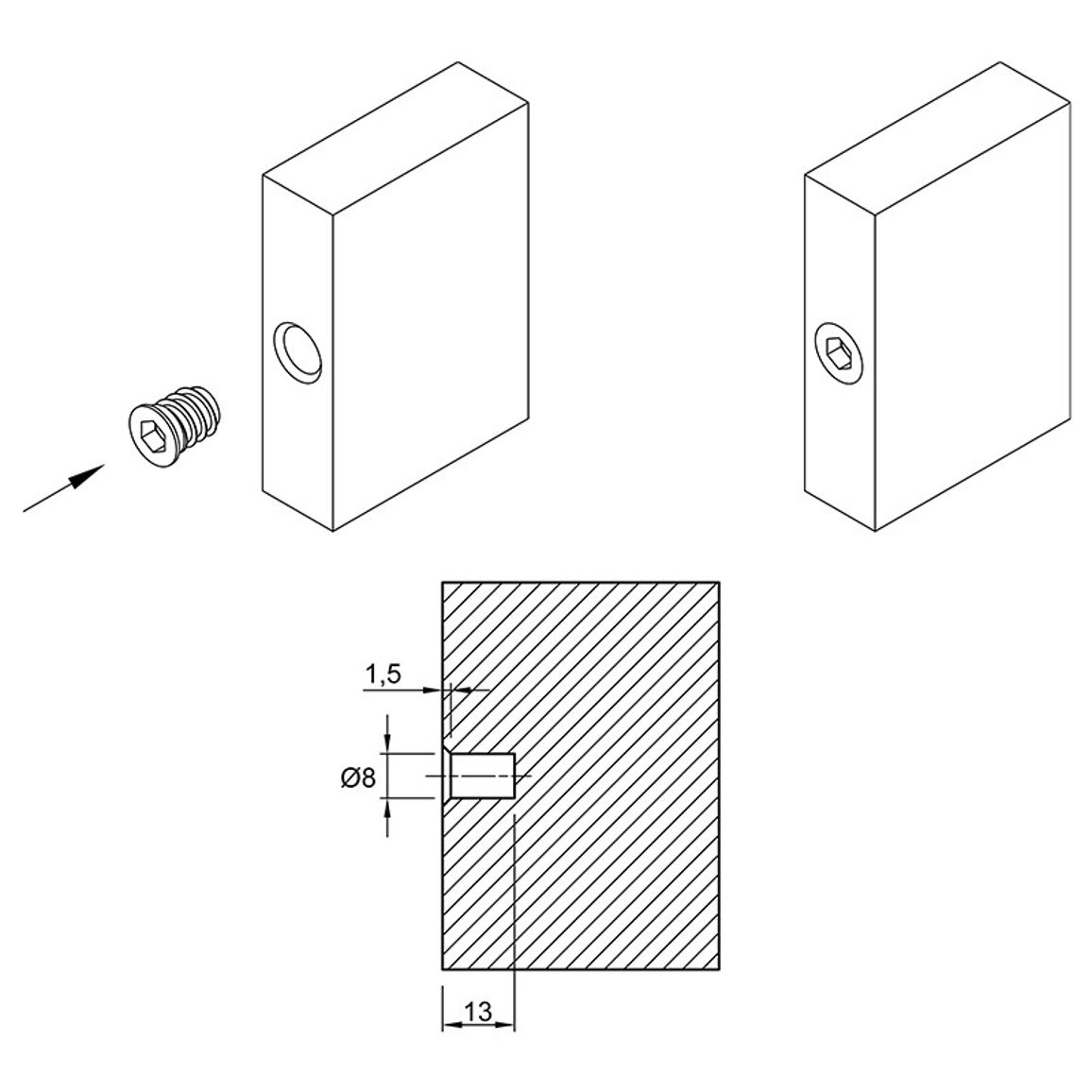 Муфта М6 L=12,5 D=8, ввинчиваемая, для мебельных опор, цинк, неразжимаемая, Smart Муфта М6 L=12,5 D=8, ввинчиваемая, для мебельных опор, цинк, неразжимаемая, Smart
