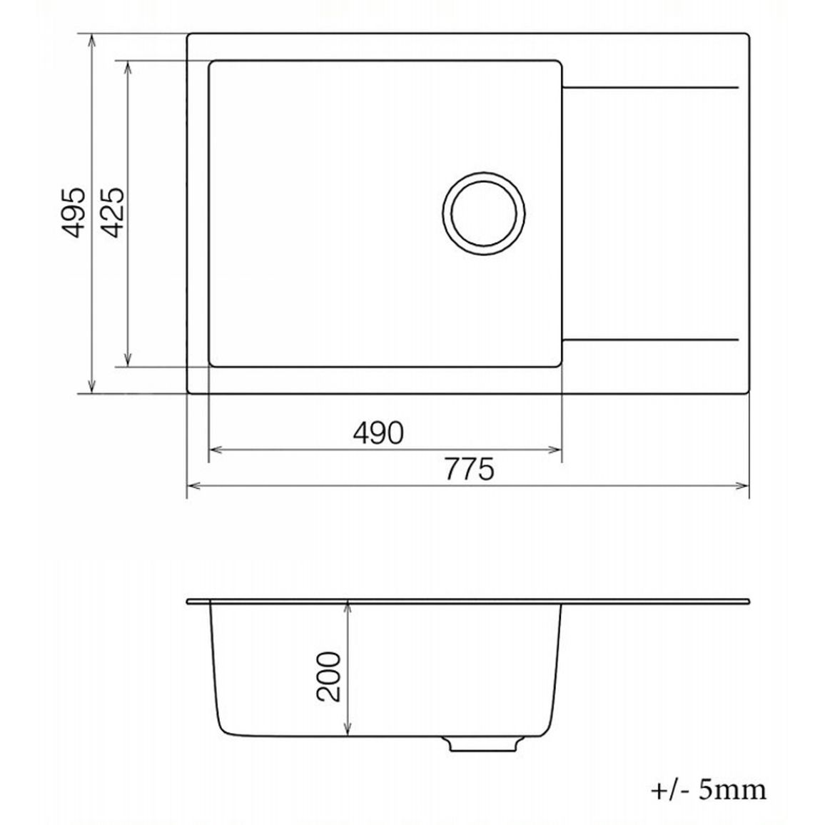 Мийка гранітна Model K 040.78 XL сірий Cascata