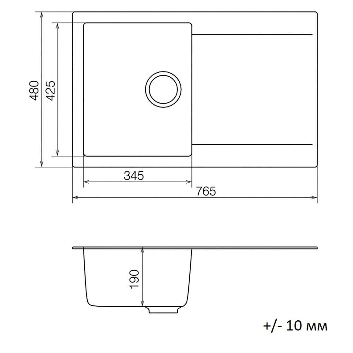 Мойка гранитная Model K 040.78 черный Cascata Мойка гранитная Model K 040.78 черный Cascata