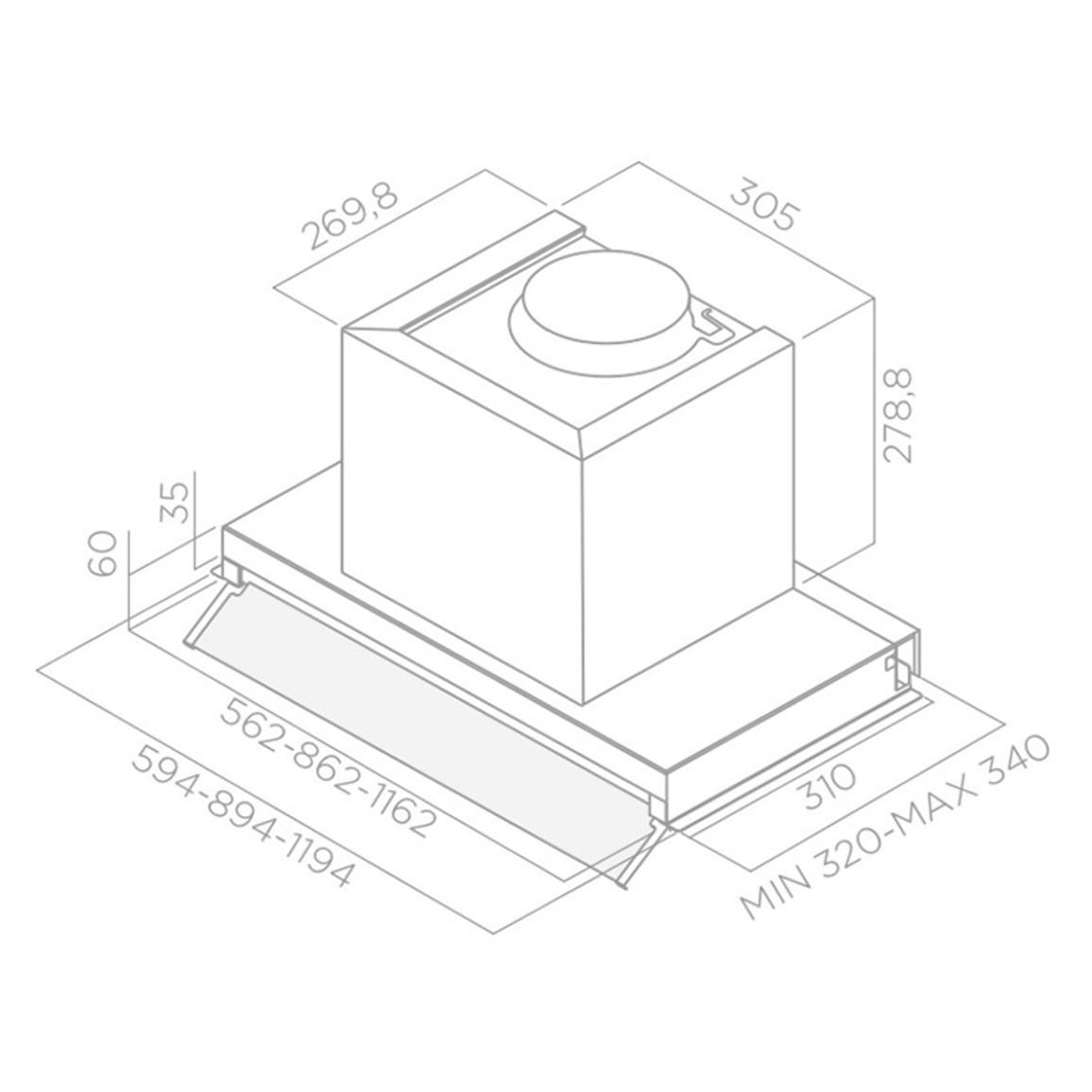 Витяжка Вбудована BOX IN IX/A/90 Нерж. ELICA