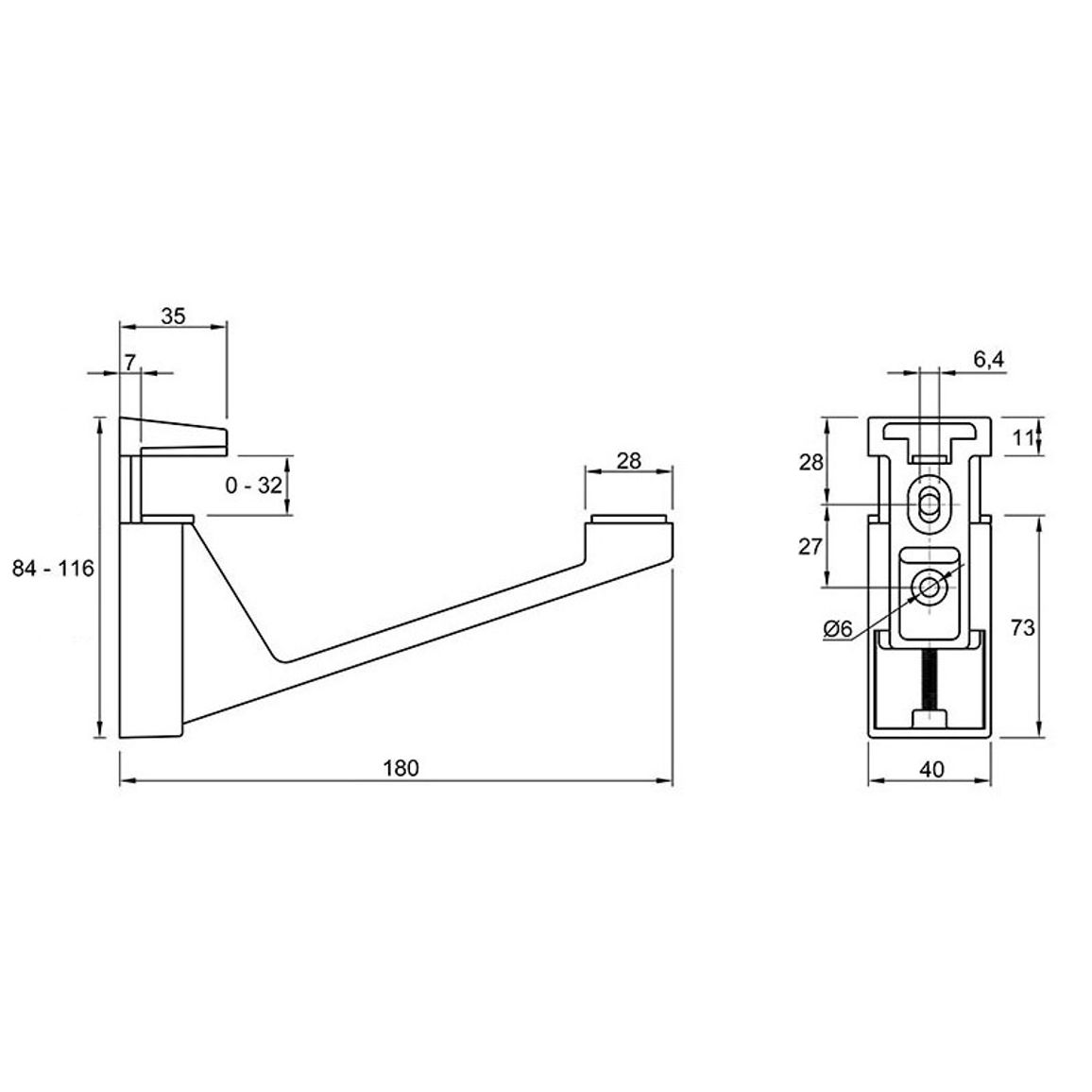 Полкодержатель Ferro Fiori M 8003.180 нагрузка  20 кг, белый