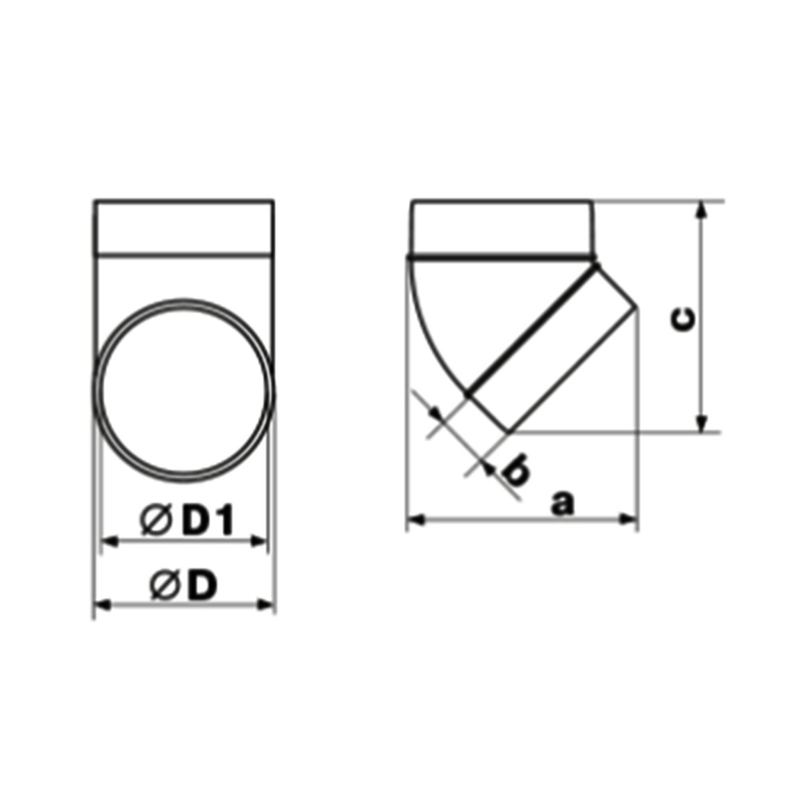 Колено d 100 под 45° VENTS (121-45) Колено d 100 под 45° VENTS (121-45)