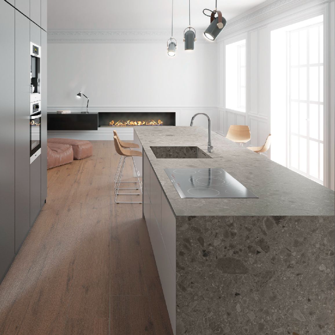 Керамогранит Inalco Iseo Gris abujardado 4 mm 3200Х1600