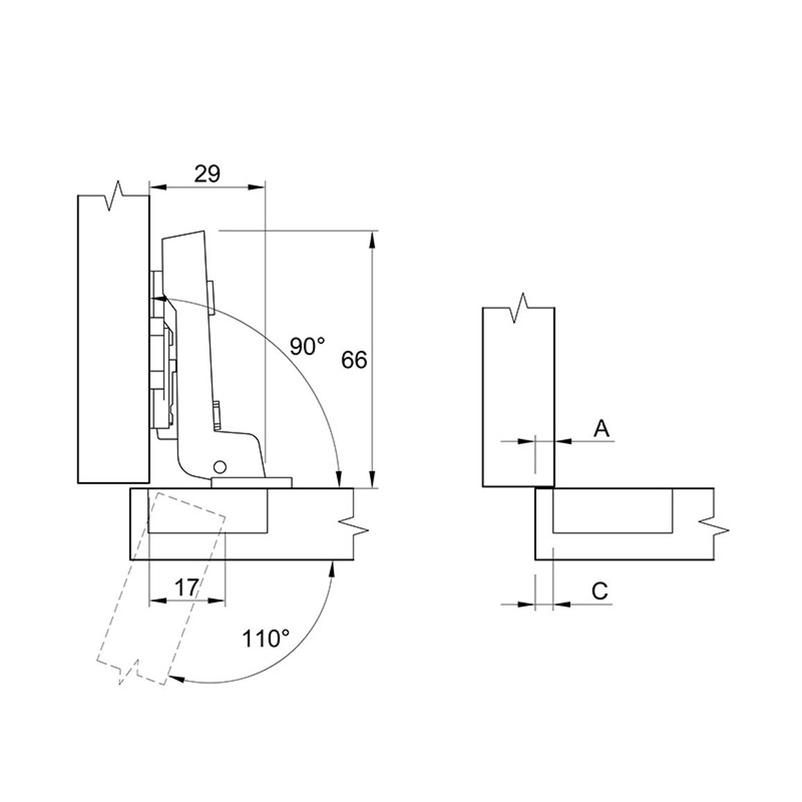 Петля Clip-on, 110°, Intermat 9973, полунаклад., без пруж., никель (9042637) Hettich Петля Clip-on, 110°, Intermat 9973, полунаклад., без пруж., никель (9042637) Hettich