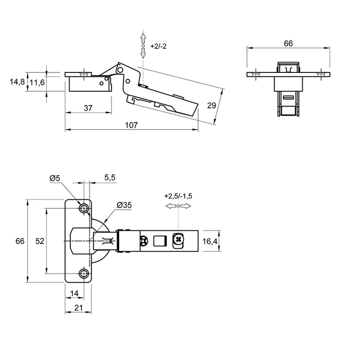 Петля Clip-on, 110°, Intermat 9973, полунаклад., без пруж., никель (9042637) Hettich Петля Clip-on, 110°, Intermat 9973, полунаклад., без пруж., никель (9042637) Hettich