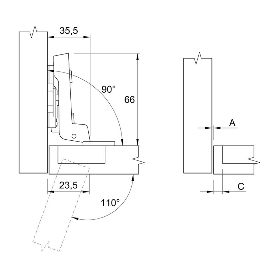Петля Clip-on, 110°, Intermat 9973, внутр., без пруж., никель (9042878) Hettich Петля Clip-on, 110°, Intermat 9973, внутр., без пруж., никель (9042878) Hettich