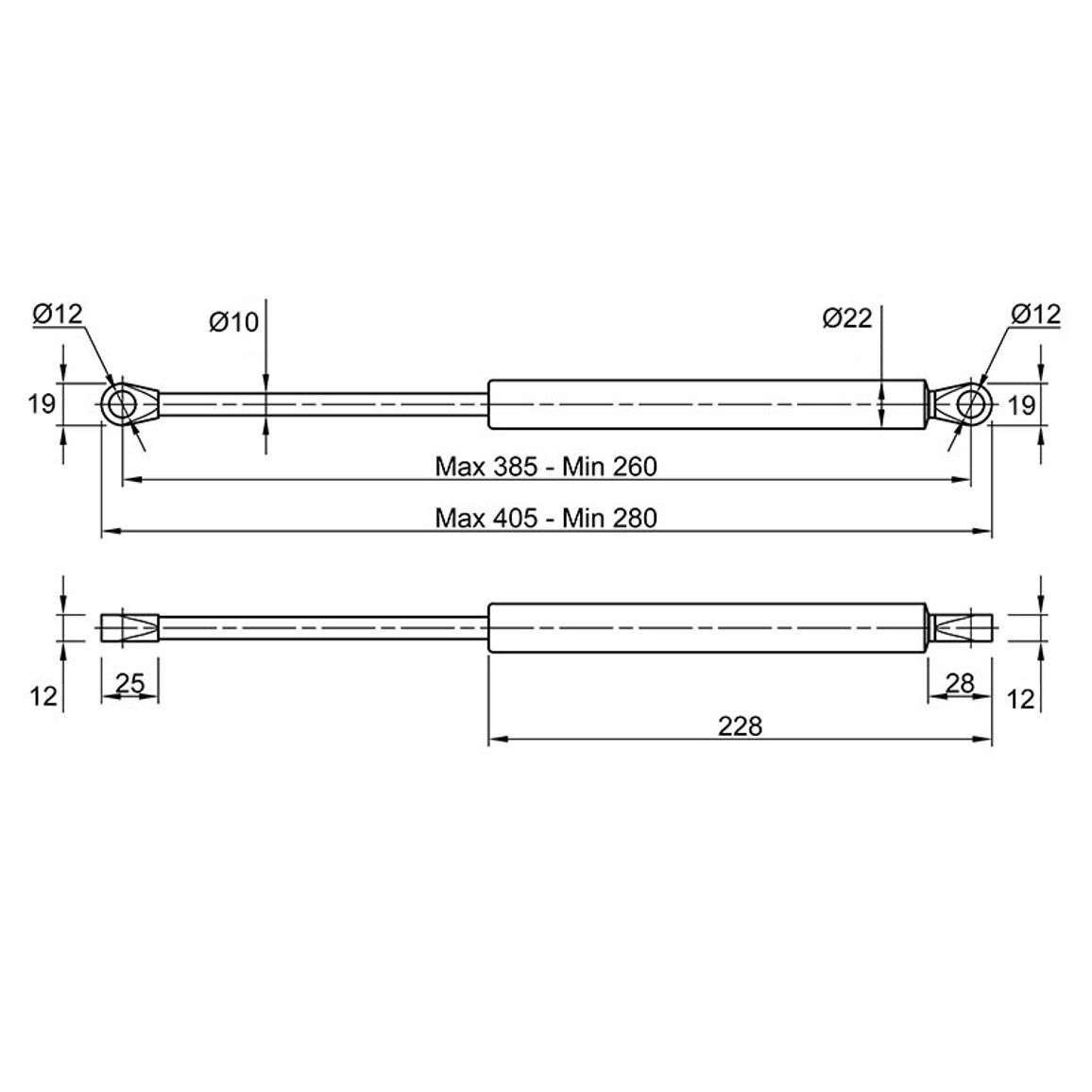Газовый амортизатор 1000N, Suspa