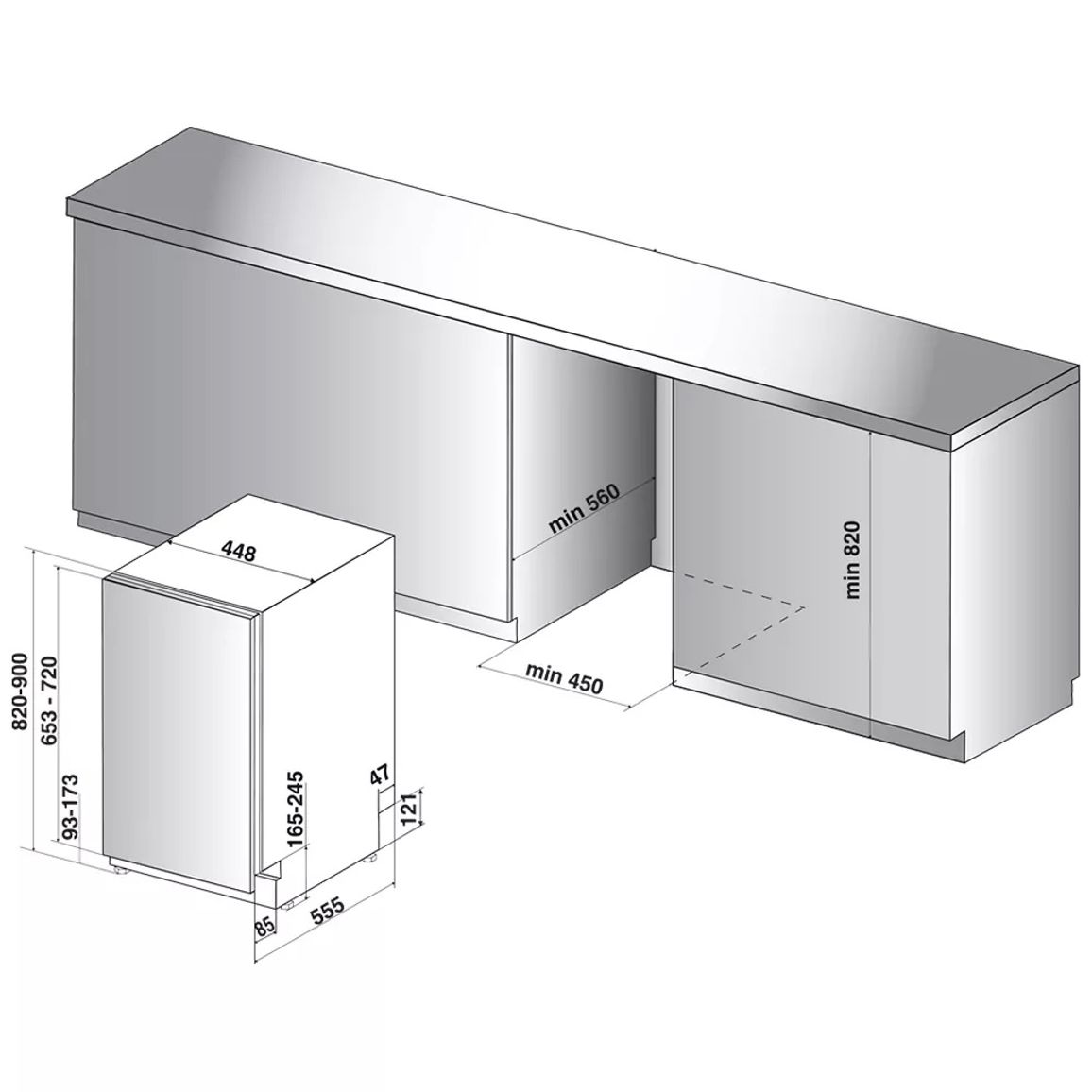 Посудомоечная машина встраиваемая WSIC3M27C Whirlpool