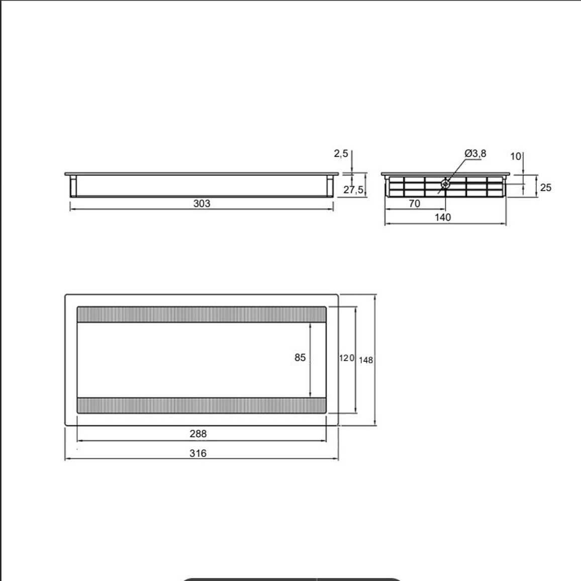 Розеточный блок Exit Dual 2.0 - H25 316x148 - черный Розеточный блок Exit Dual 2.0 - H25 316x148 - черный