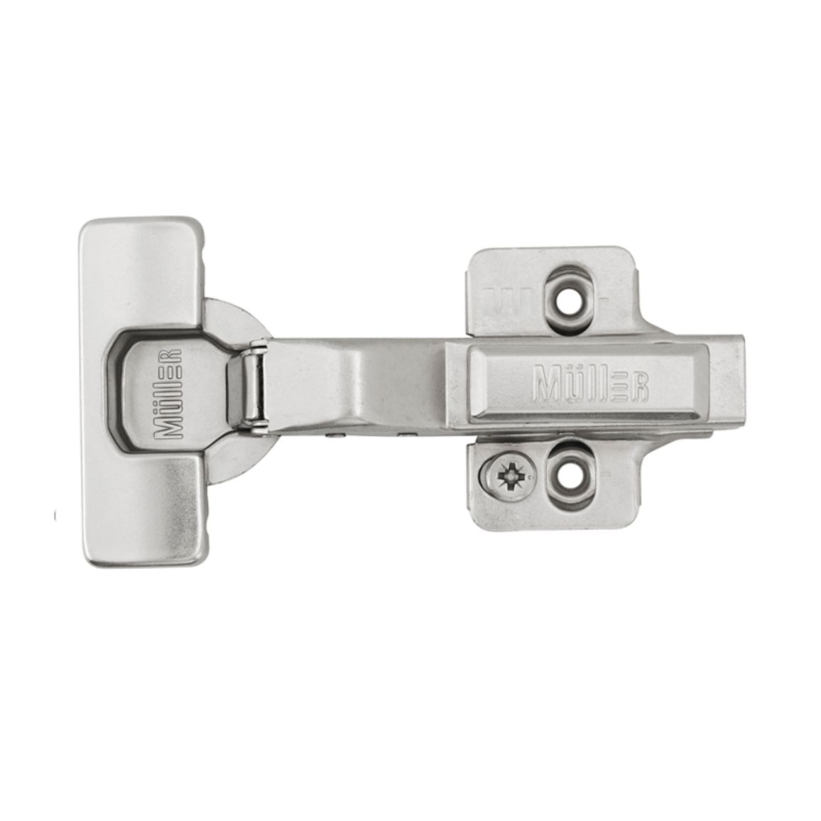 Петля Clip-On, 30°, угловая, с доводчиком, никель, 3D, Muller Profi Line Петля Clip-On, 30°, угловая, с доводчиком, никель, 3D, Muller Profi Line