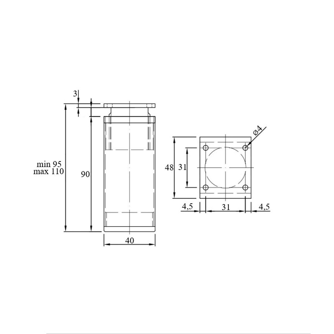 Ножка мебельная регулируемая, NА 02C00 h=100-110мм, max 100кг, черный Ножка мебельная регулируемая, NА 02C00 h=100-110мм, max 100кг, черный
