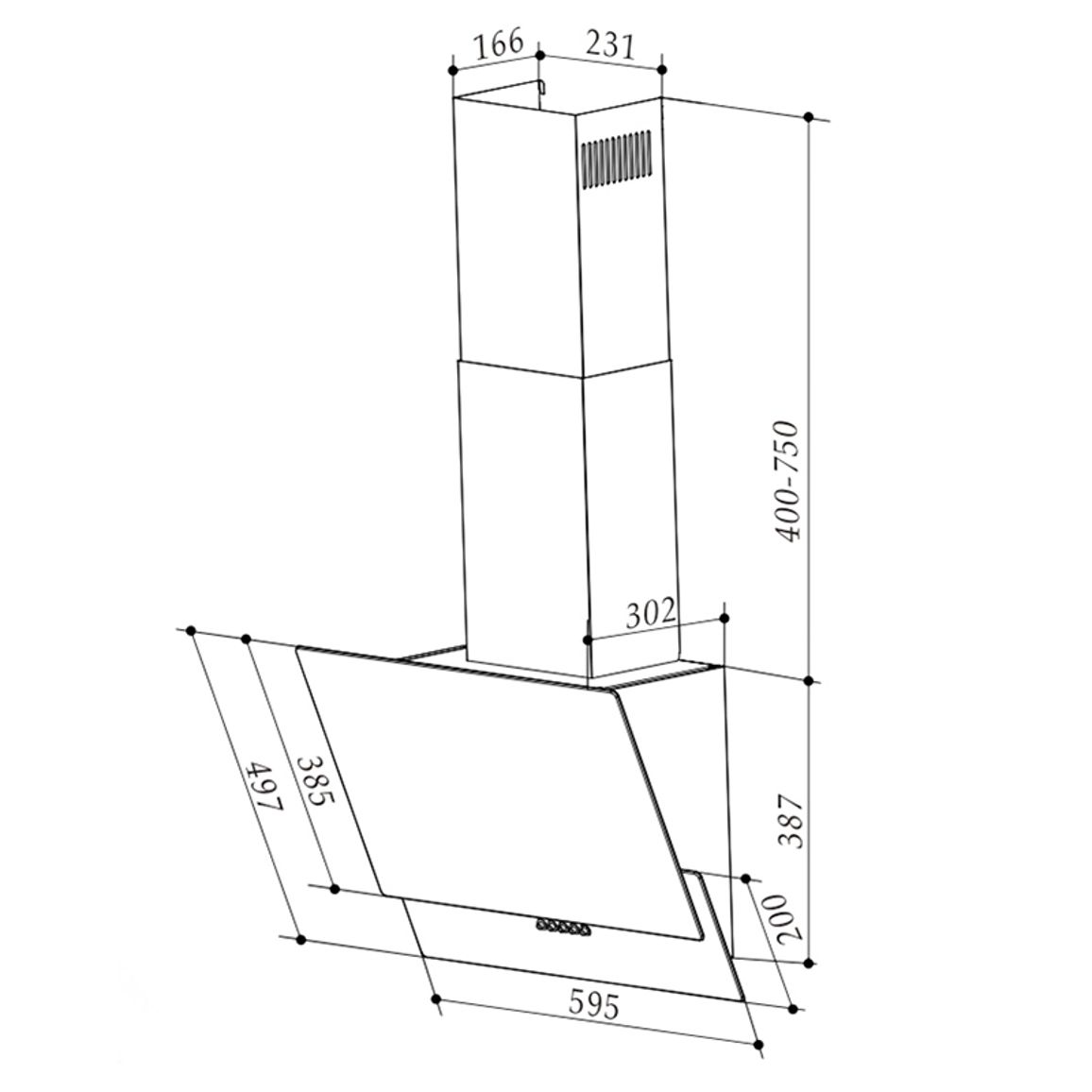Вытяжка ALTEA BK A 60 PB/GL/A 600мм черная INTERLINE