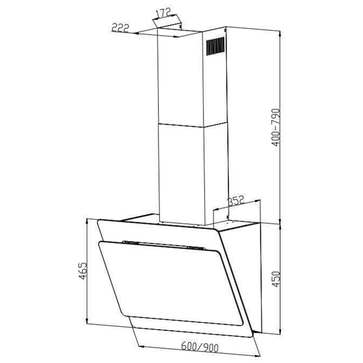 Витяжка BRAVO BL A/60/GL/K 600мм чорна INTERLINE Витяжка BRAVO BL A/60/GL/K 600мм чорна INTERLINE