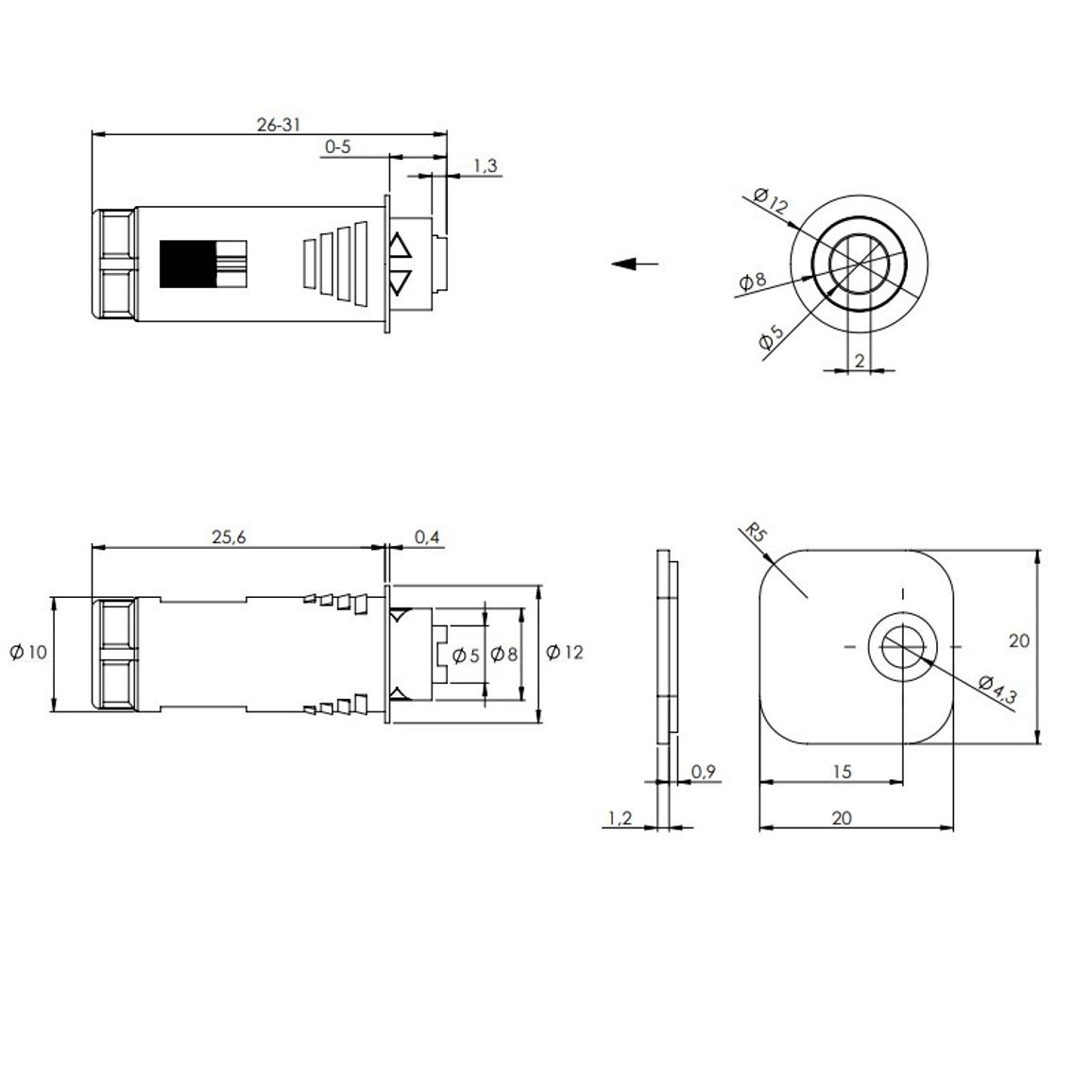 Магнитный замок P2O Lock для Magnet антрацит, врезной (9089634) Hettich Магнитный замок P2O Lock для Magnet антрацит, врезной (9089634) Hettich