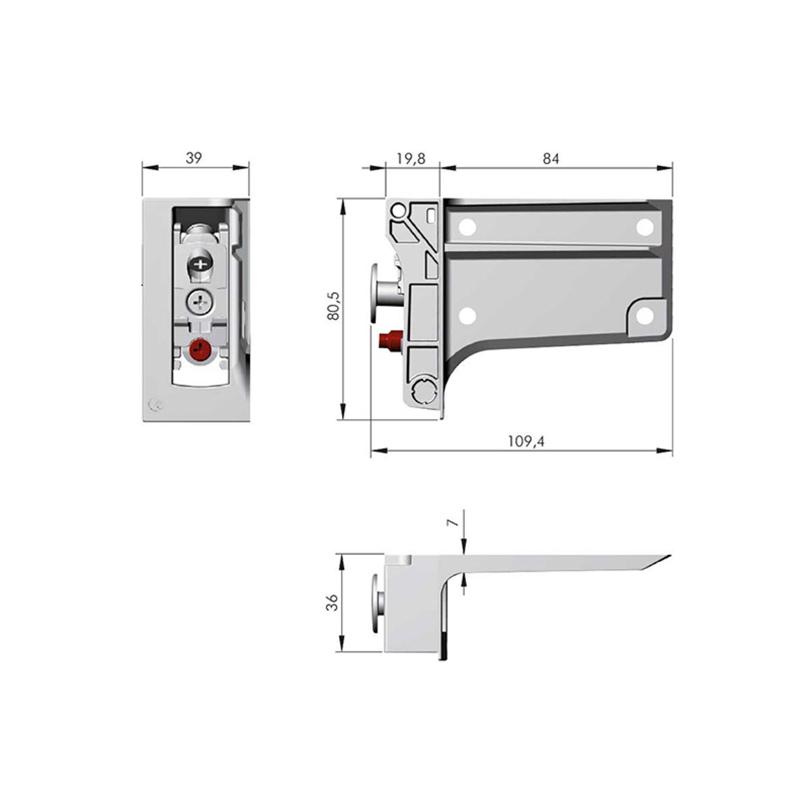 Подвес LIBRA H7 правый / винт, муфта / 120-160 кг, Italiana Ferramenta (63422260ZN)