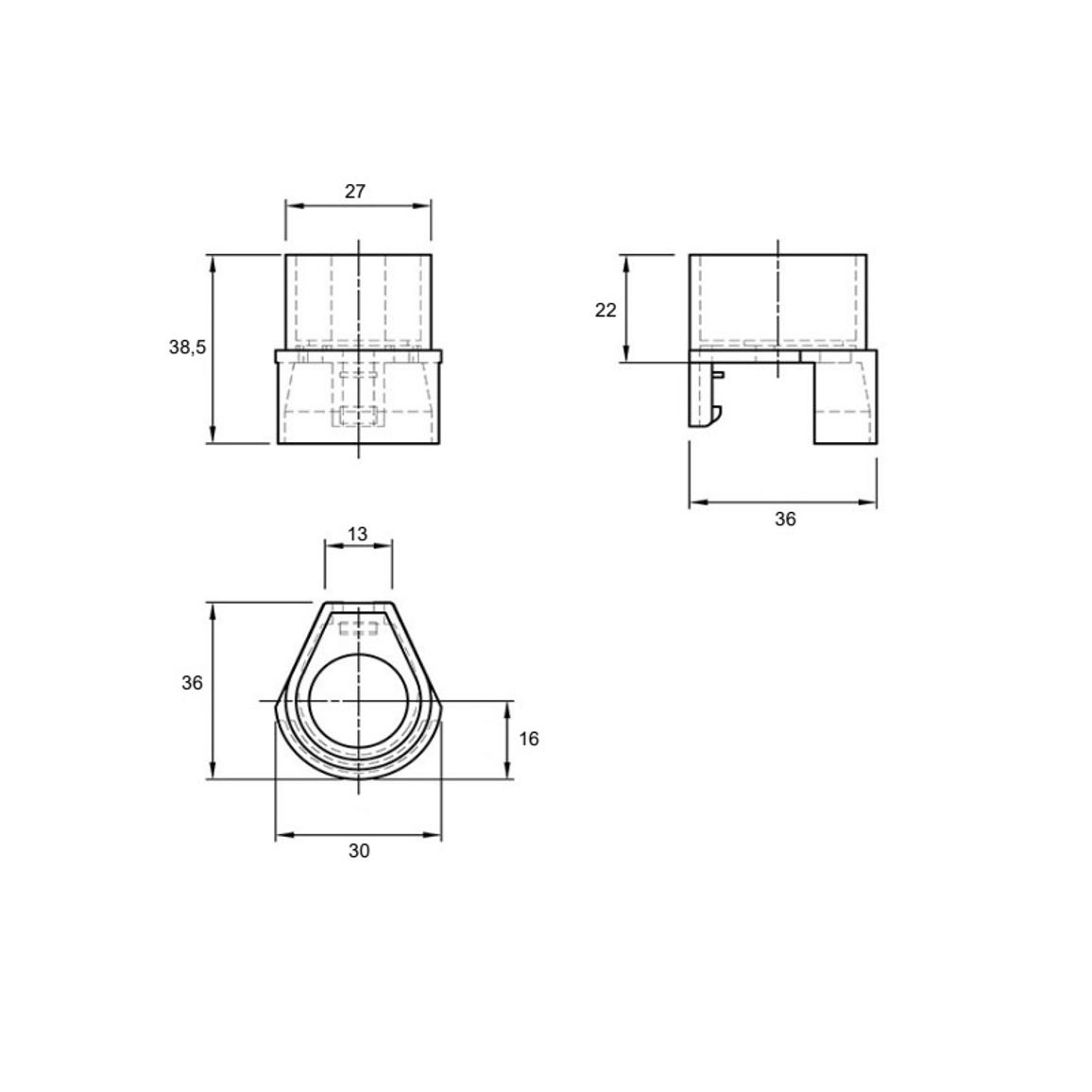 Корпус опоры INTEGRATO H=40мм, пластик черный, Italiana Ferramenta