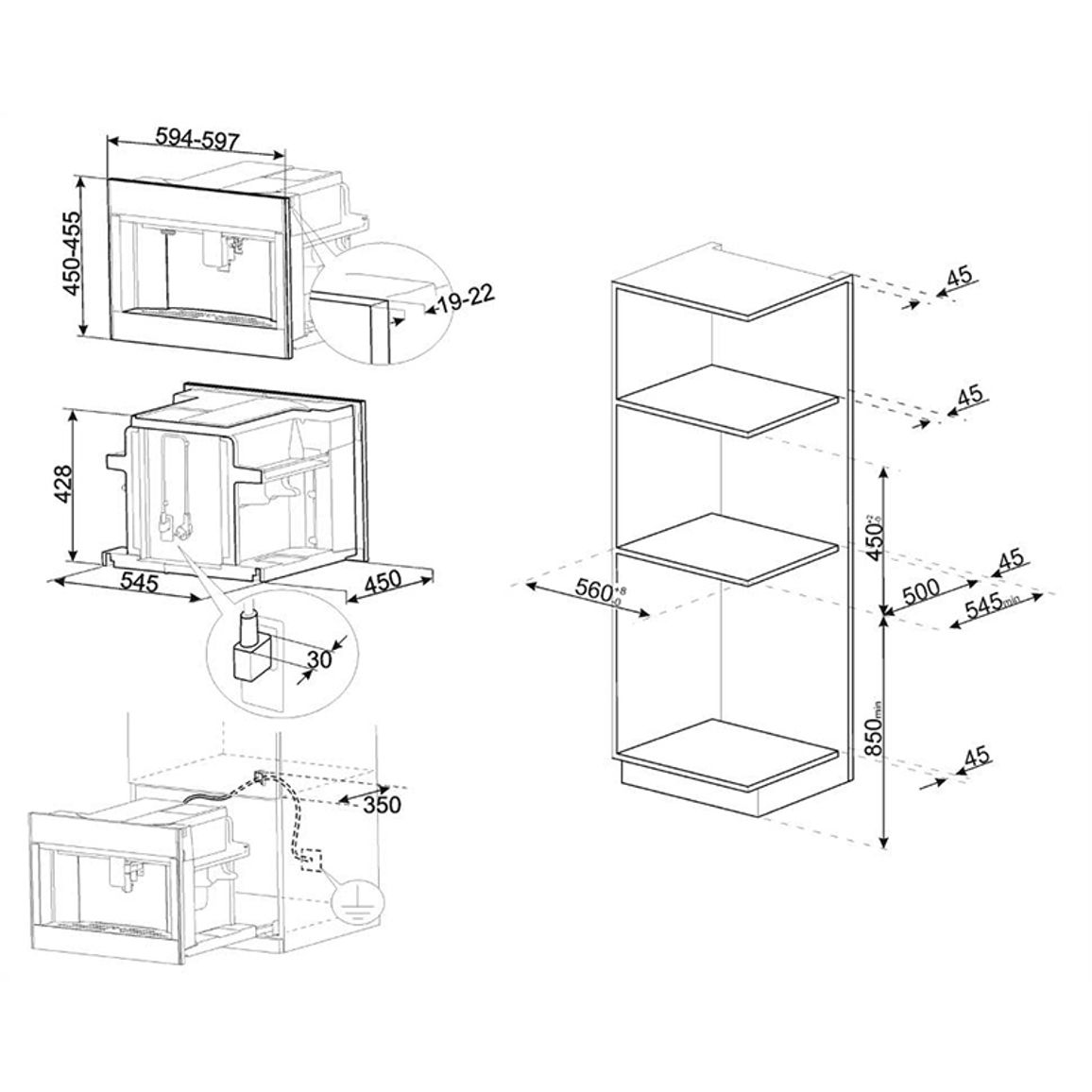 Встраиваемая кофемашина CMS4303X Smeg Встраиваемая кофемашина CMS4303X Smeg