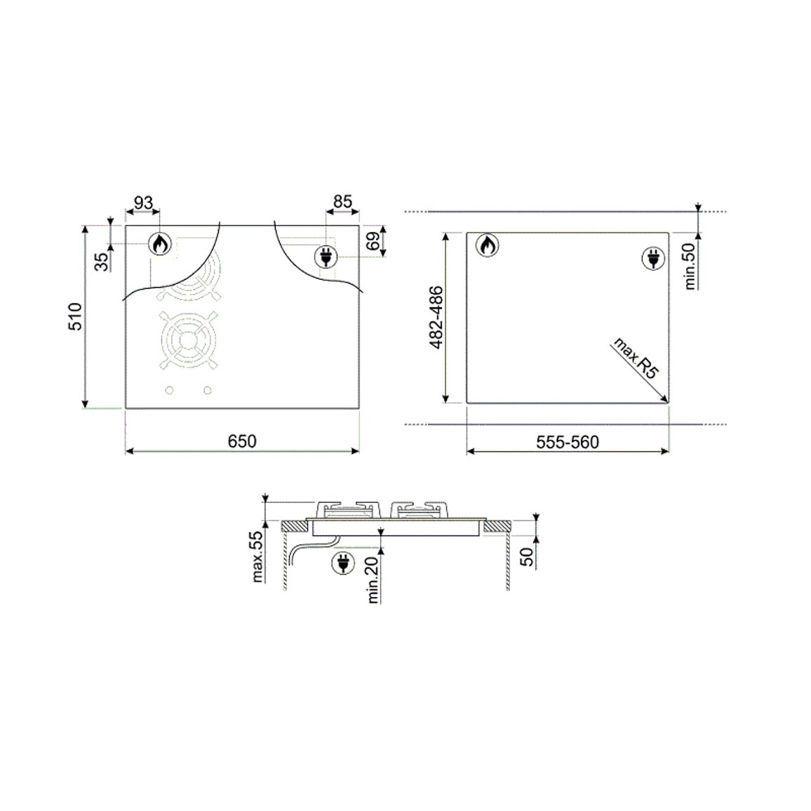 Комбінована поверхня PM3643D Smeg Комбінована поверхня PM3643D Smeg