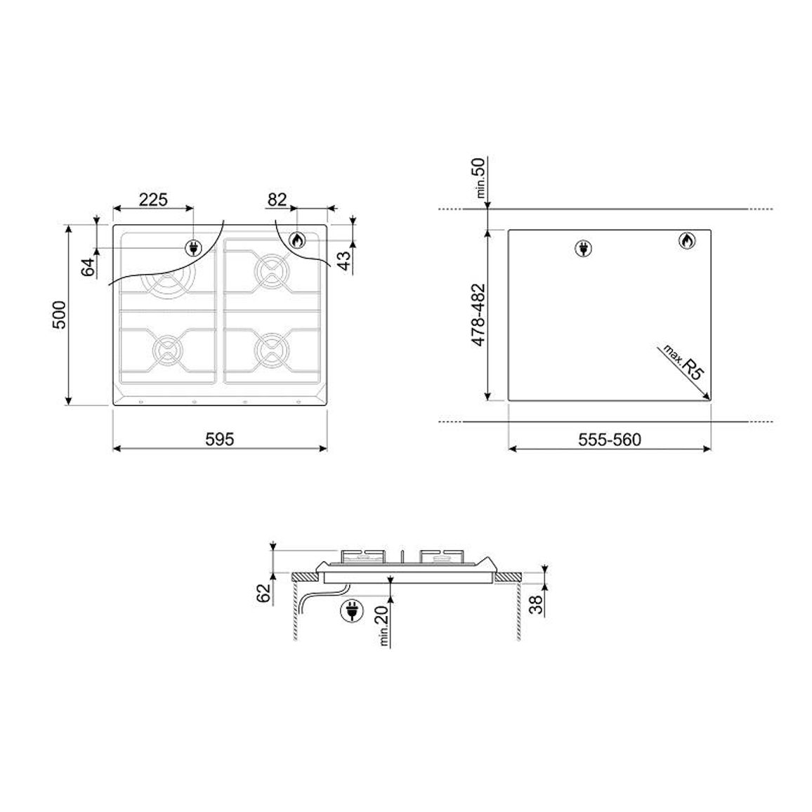 Газова поверхня SR964NGH Smeg Газова поверхня SR964NGH Smeg