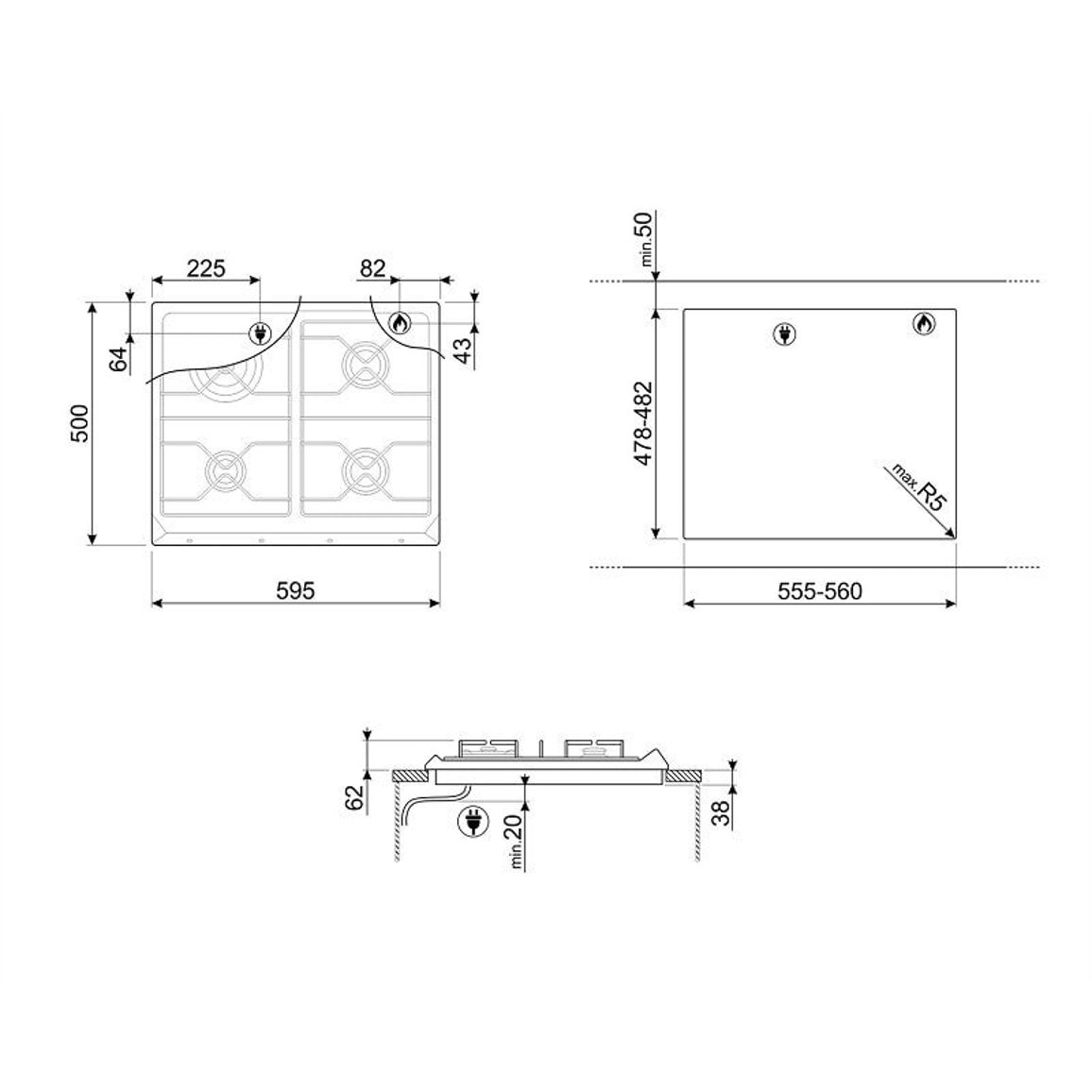 Газова поверхня SR964XGH Smeg Газова поверхня SR964XGH Smeg