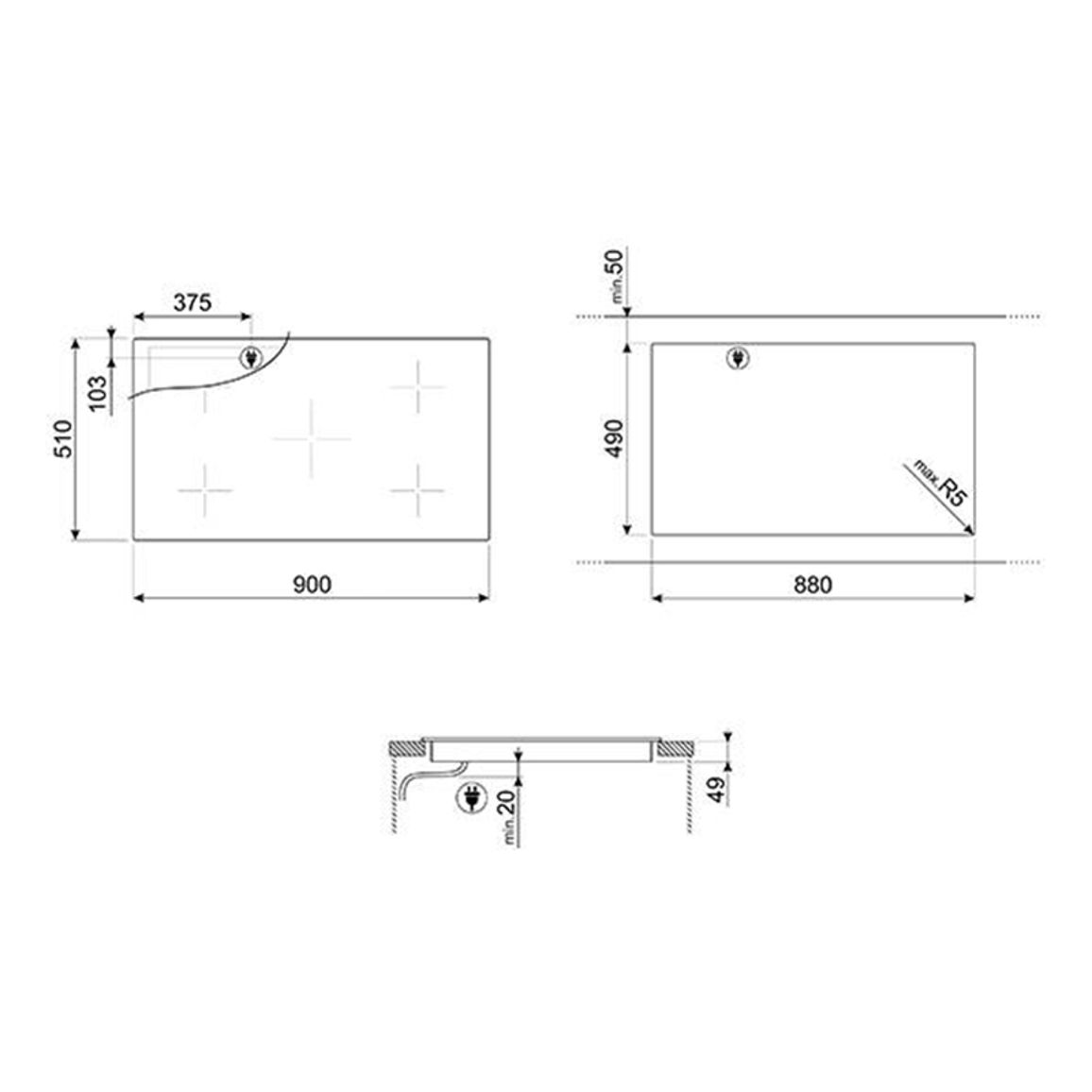 Индукционная поверхность SI2M7953DW Smeg Индукционная поверхность SI2M7953DW Smeg
