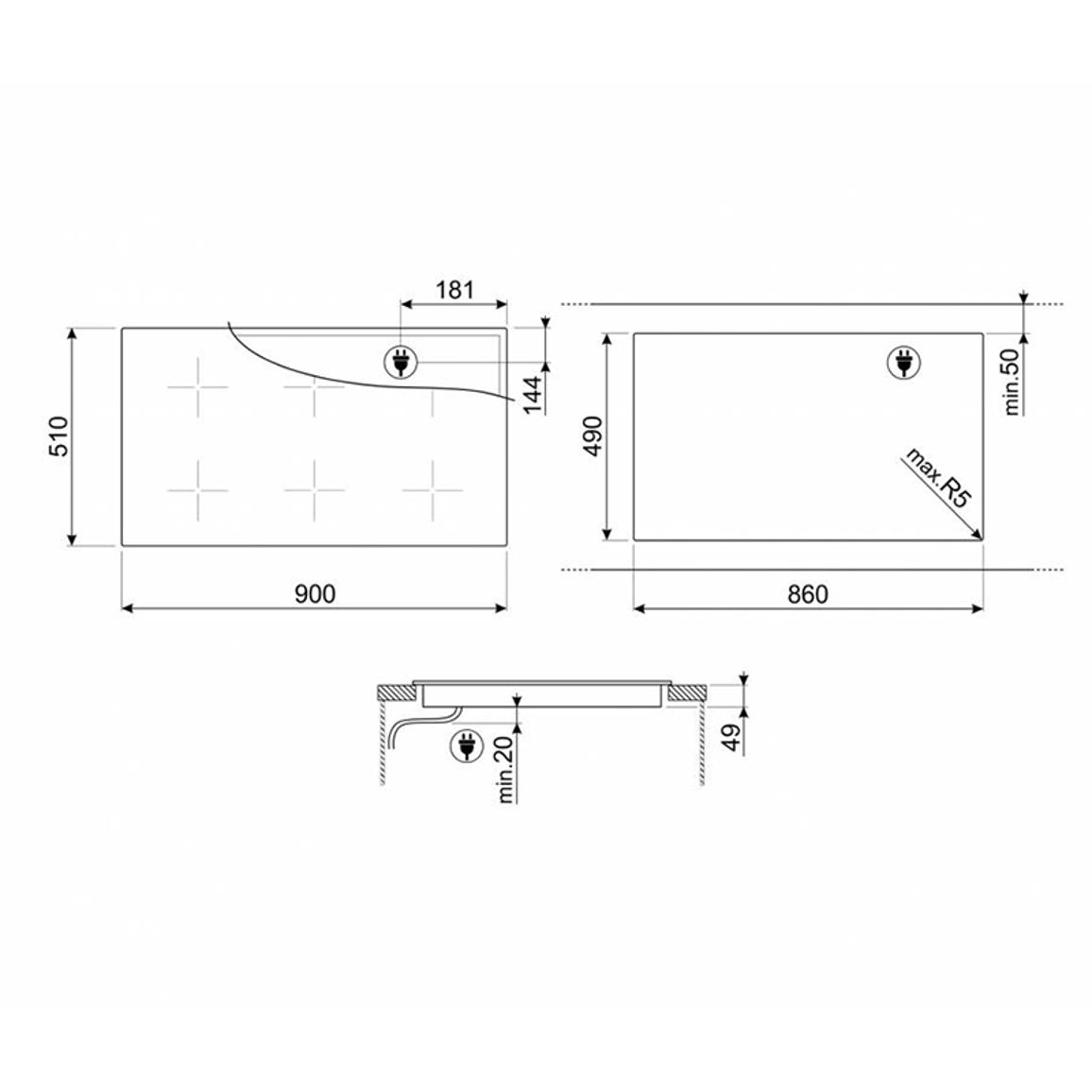 Индукционная поверхность SIM3964D Smeg Индукционная поверхность SIM3964D Smeg