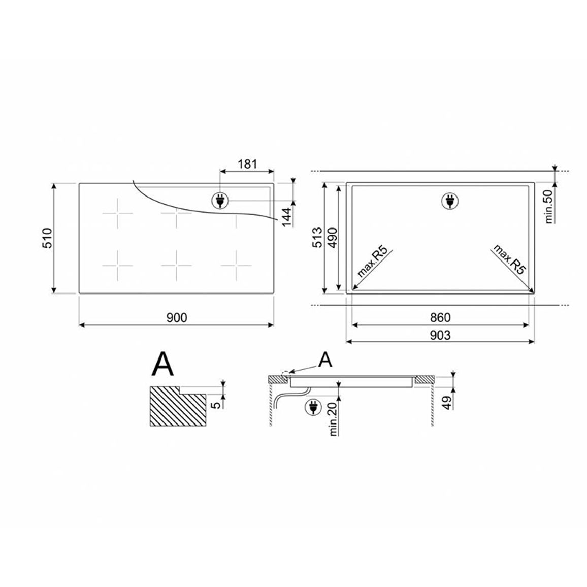 Индукционная поверхность SIM3964D Smeg Индукционная поверхность SIM3964D Smeg