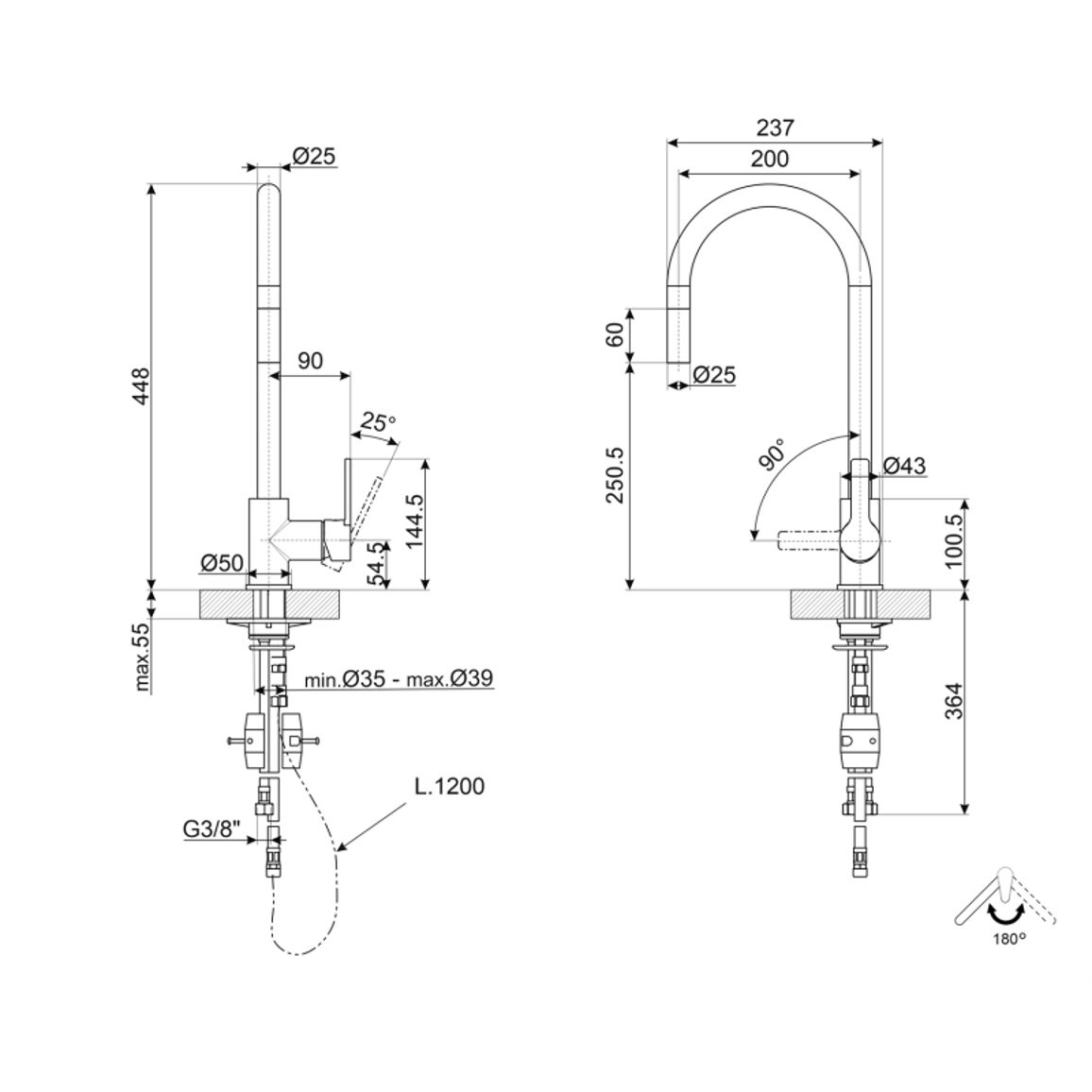 Смеситель (в/ш) хром MID2CR Smeg Смеситель (в/ш) хром MID2CR Smeg