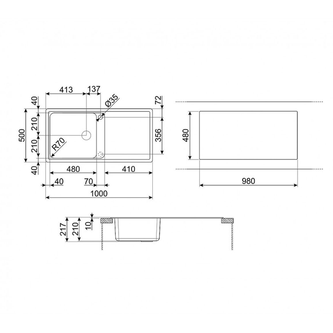 Миття граніт Rigae антрацит LZ150A2 Smeg Миття граніт Rigae антрацит LZ150A2 Smeg