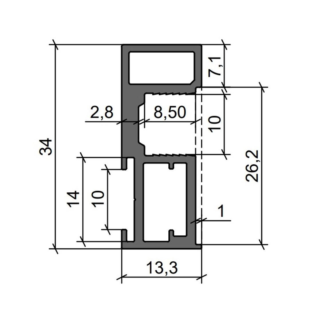 Профіль вертикальний відкритий Сompact F (Flat) Графіт анод