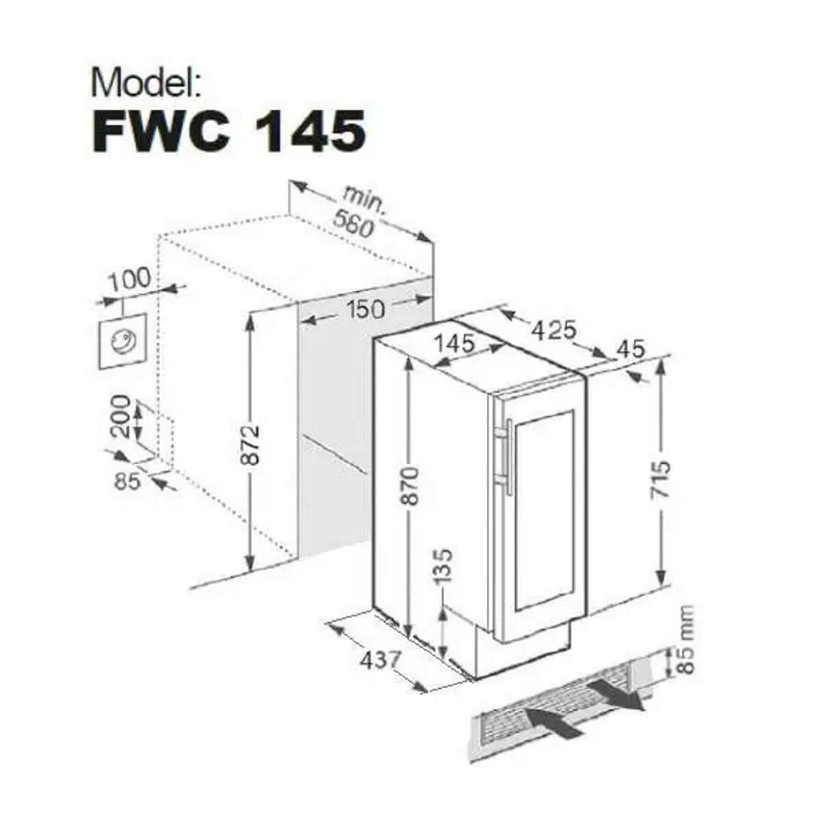Винна шафа чорний FWC 145 Fabiano Винна шафа чорний FWC 145 Fabiano