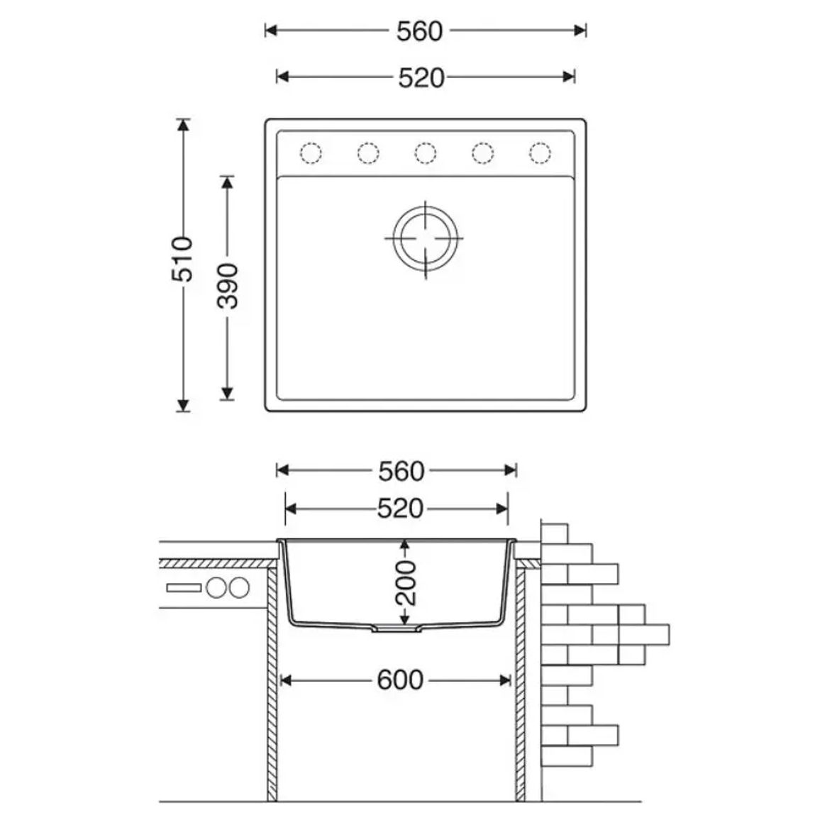 Мойка гранит Quadro 56x51 титаниум Fabiano