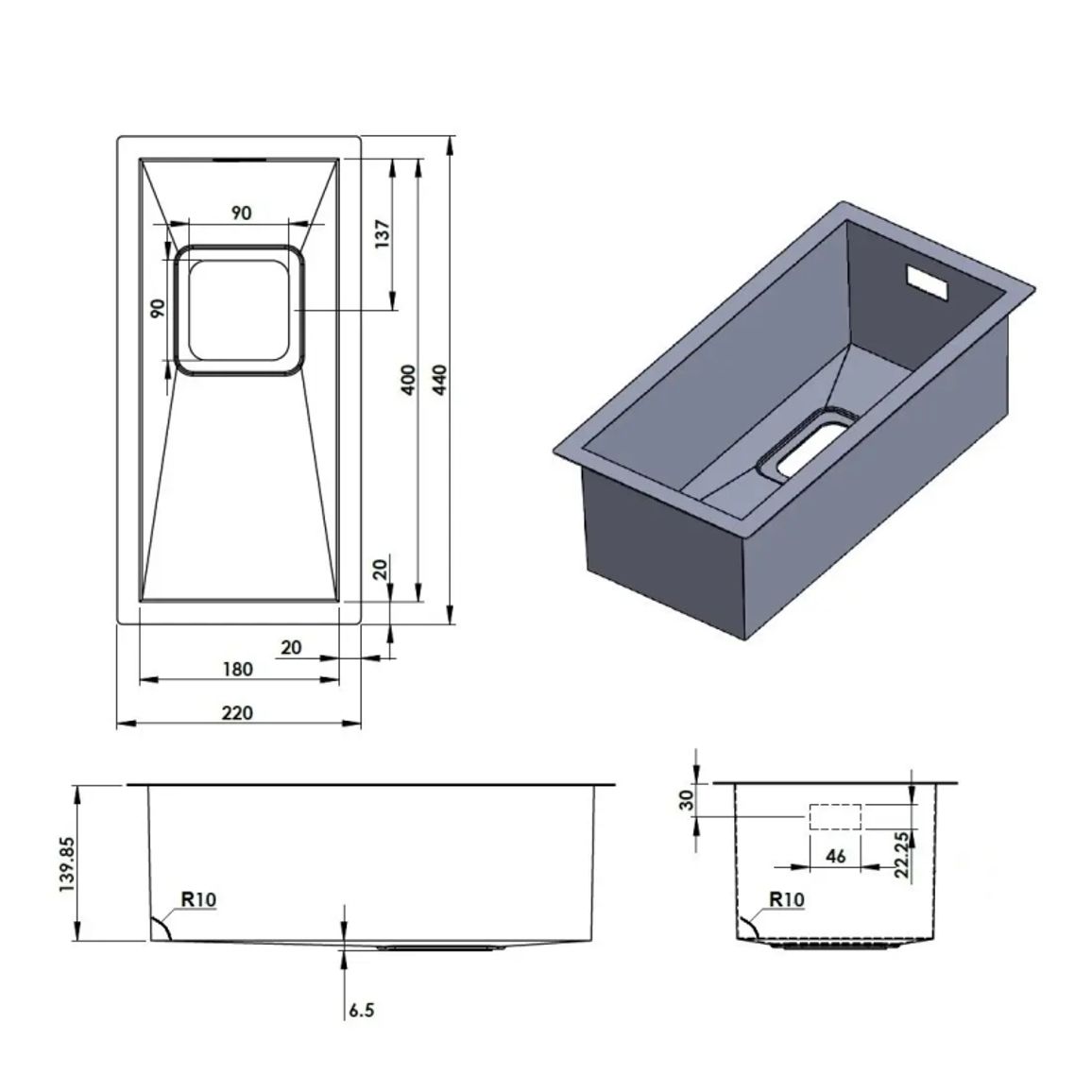 Мойка нерж. Quadro 22 (мпс) Fabiano