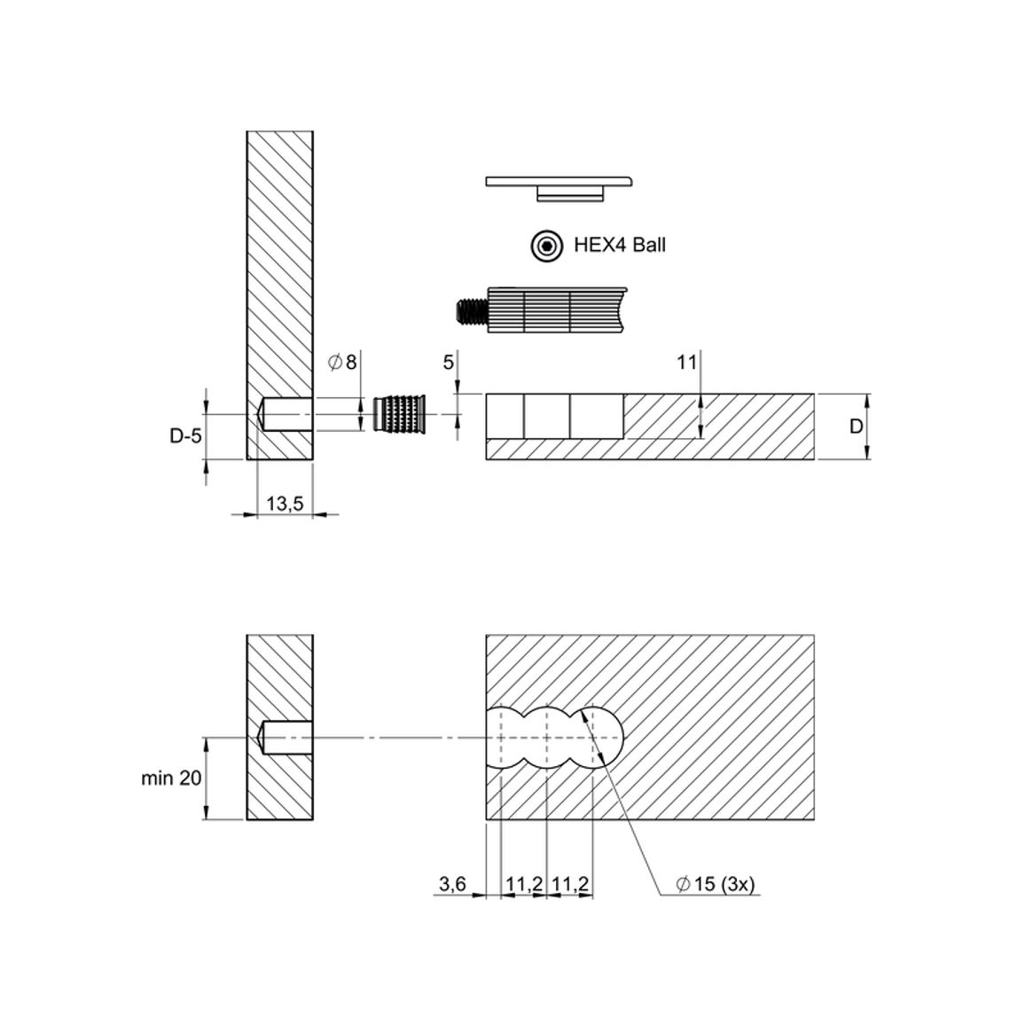 Комплект стяжки Cabineo 8 М6 для плит 14-16мм, белый, Lamello