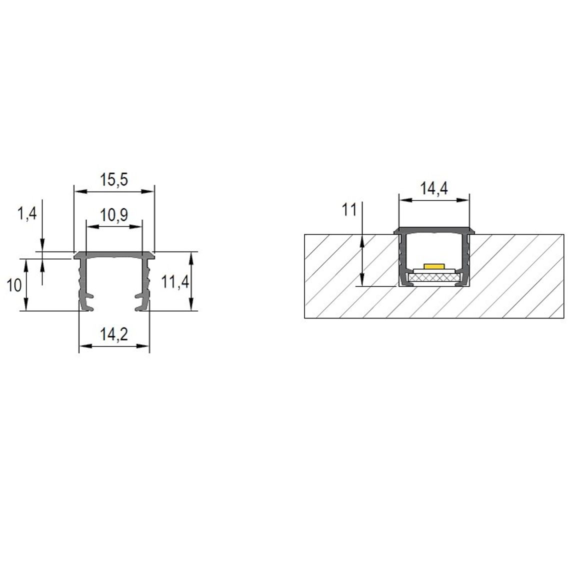 Профіль декоративний, INSIDE, L = 3 m, пластик, молочний