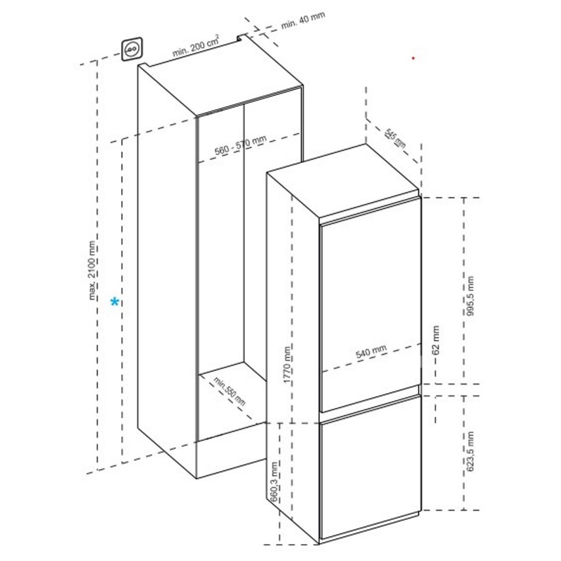 Холодильник комбинированный белый INTERLINE RDS 570 MOZ NA+