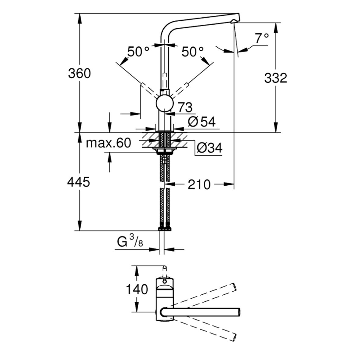 Смеситель Minta хром Grohe (31375000) Смеситель Minta хром Grohe (31375000)
