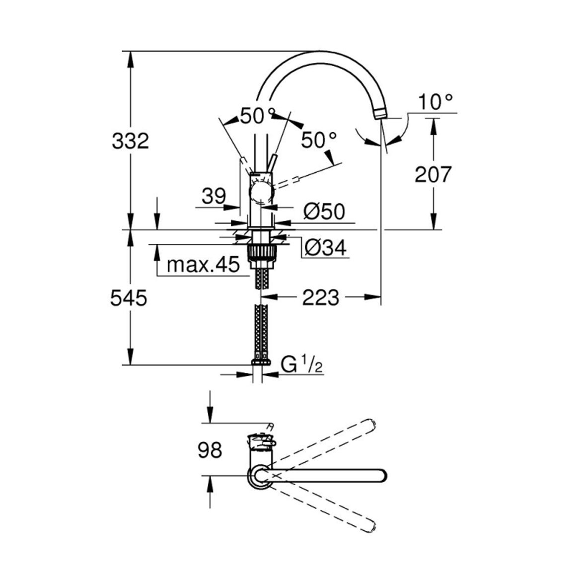 Смеситель BauClassic хром Grohe (31234001)