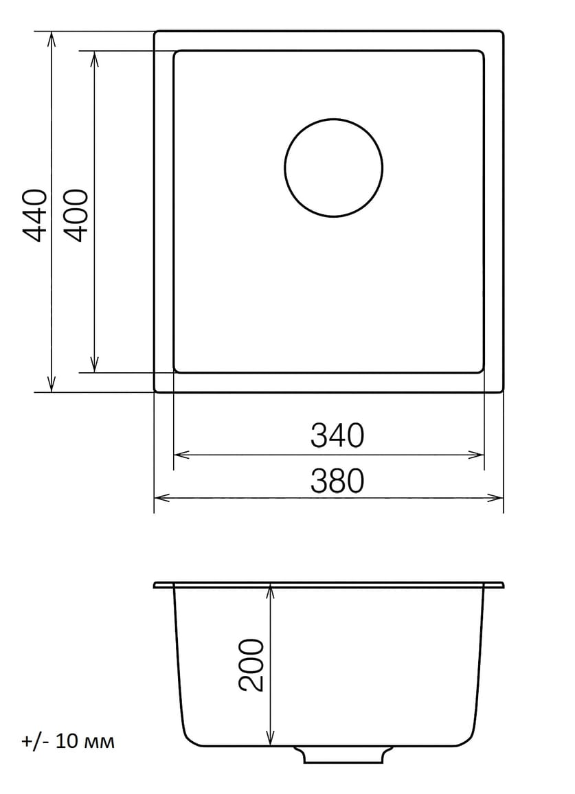Мойка гранитная Model PM 01.44 черный Cascata