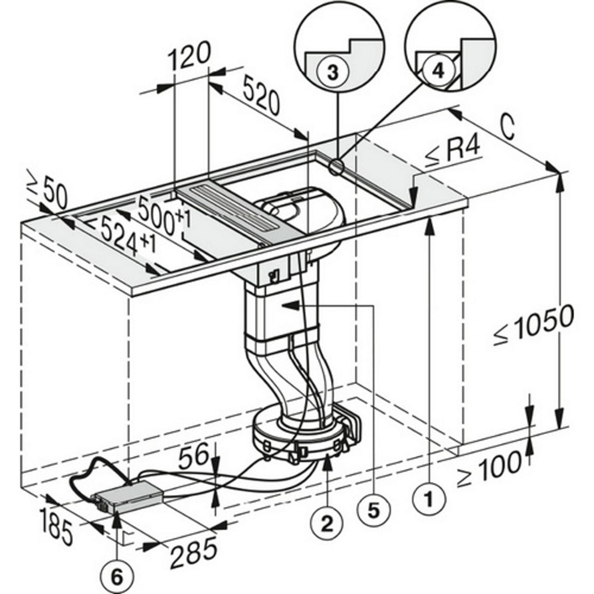 Вытяжка встроенная в столешницу CSDA 7001 FL черный Miele