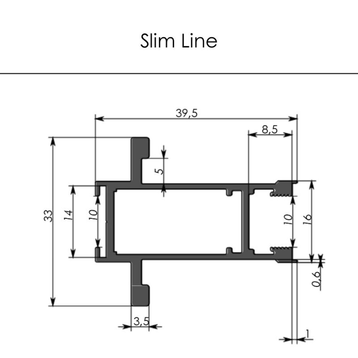 Профиль вертикальный закрытый Slim Line с пазом анодир.черный анодированный / 5,2 м