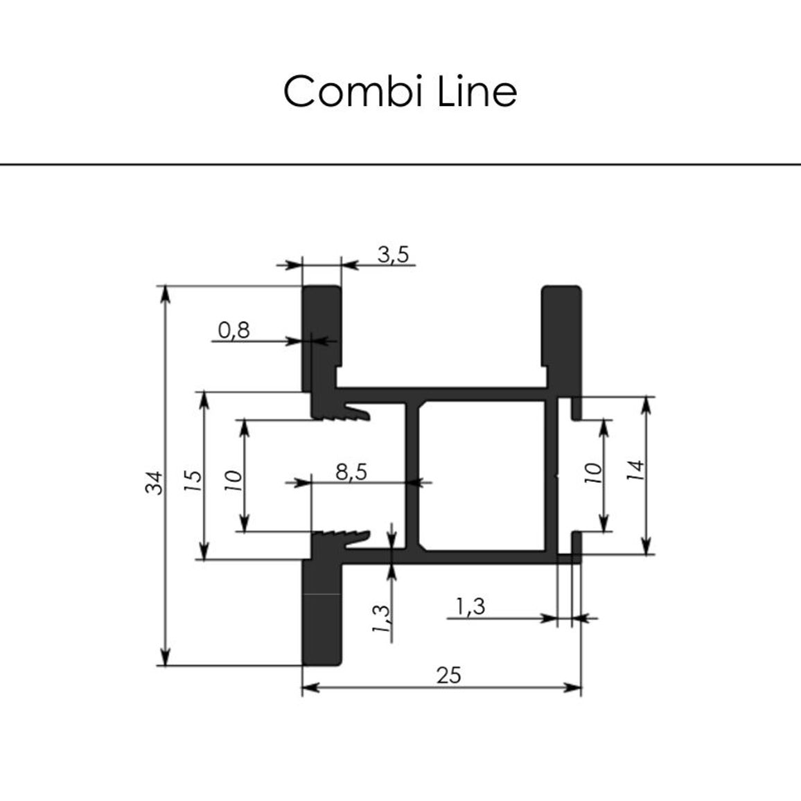 Профіль вертикальний закритий Combi Line з пазом анодір.графіт анод / 5,2 м Профіль вертикальний закритий Combi Line з пазом анодір.графіт анод / 5,2 м