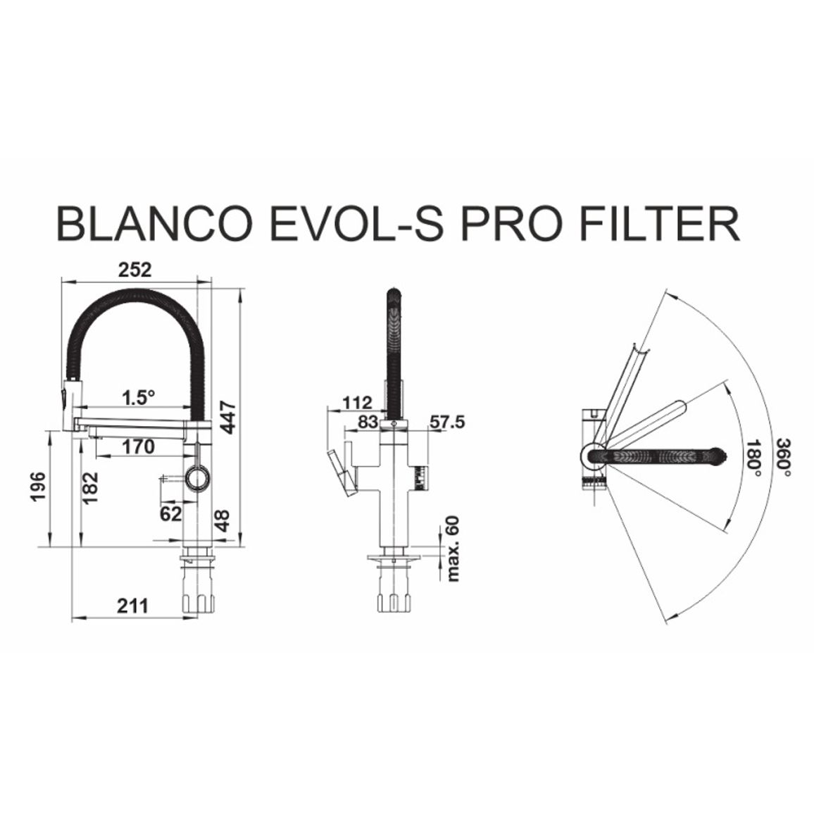 Смеситель EVOL-S PRO FILTER черный матовый (в/ш) BLANCO (526636) Смеситель EVOL-S PRO FILTER черный матовый (в/ш) BLANCO (526636)